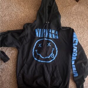 Nirvana Black Hoodie with Blue Graphics size youth med